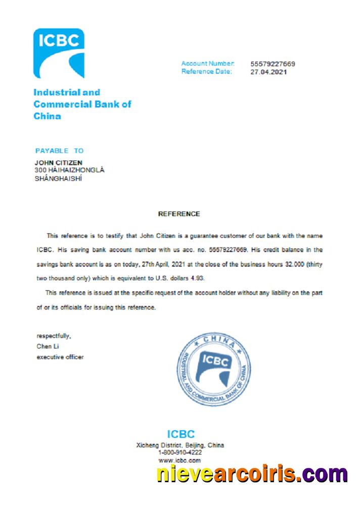 China Industrial and Commercial Bank reference